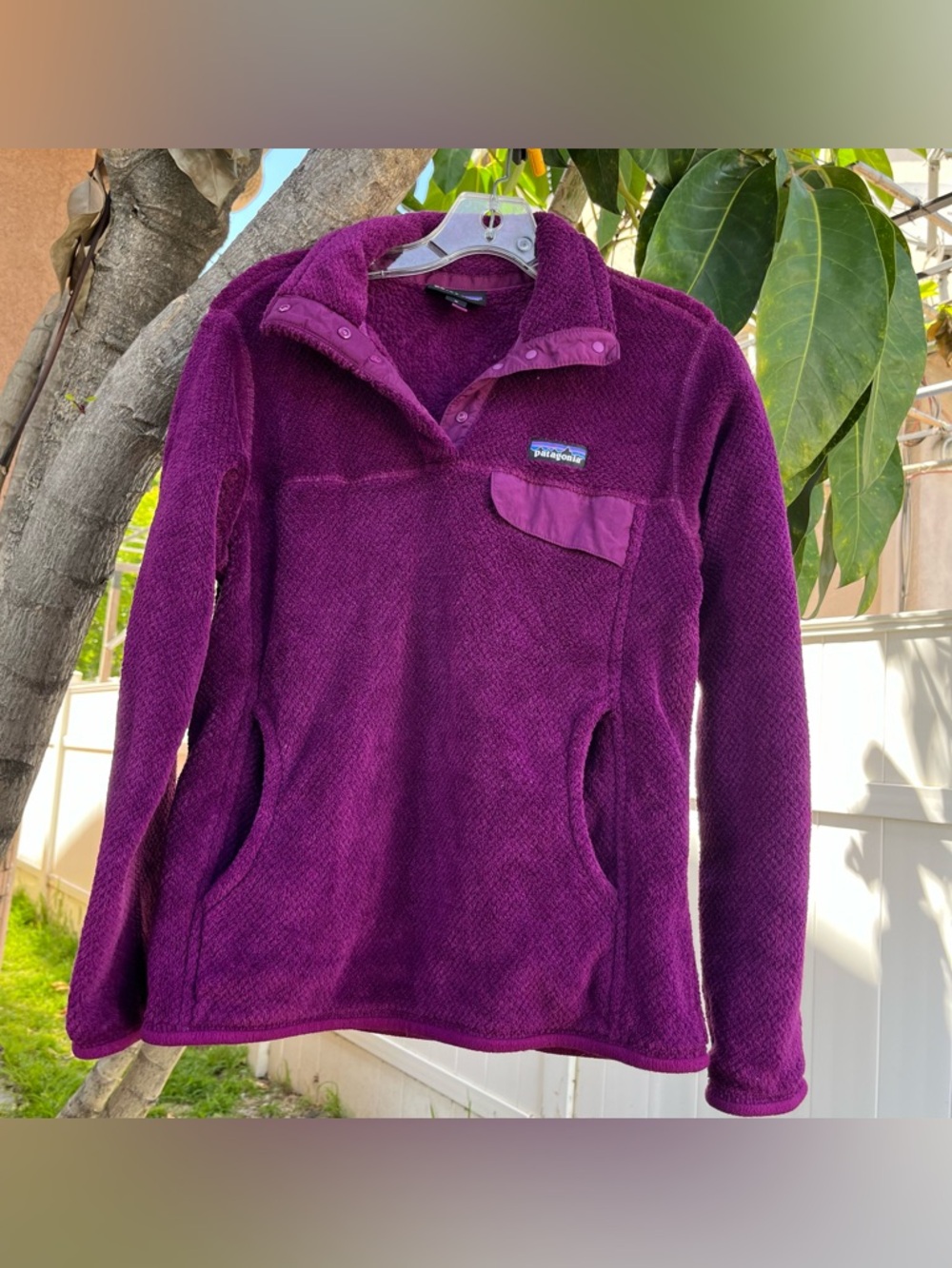 Patagonia Worn Wear Women's Re-Tool Snap-T Pullover Sweater in Ikat Purple .